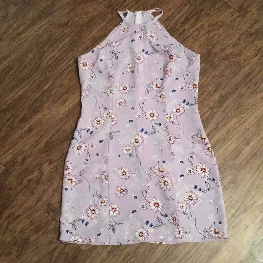 Joule Lilac halter mini dress